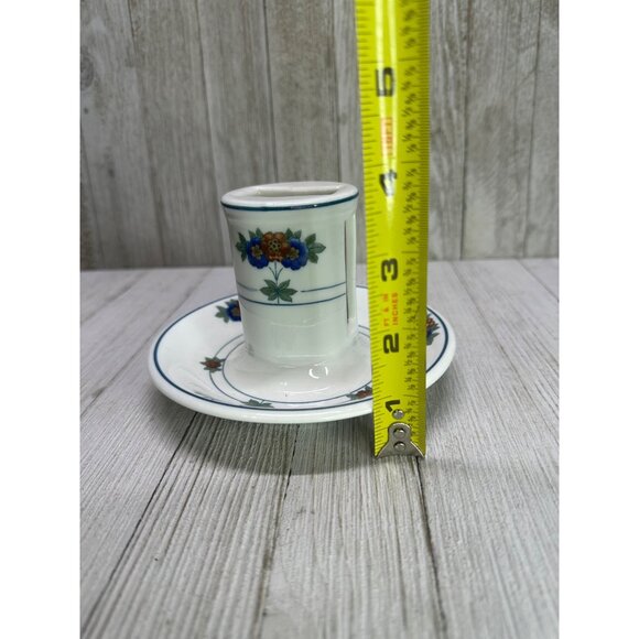 Vtg Op Co Syracuse Canterbury Matchbox Holder Ashtray Flower Decor 4" Tall - Picture 6 of 8